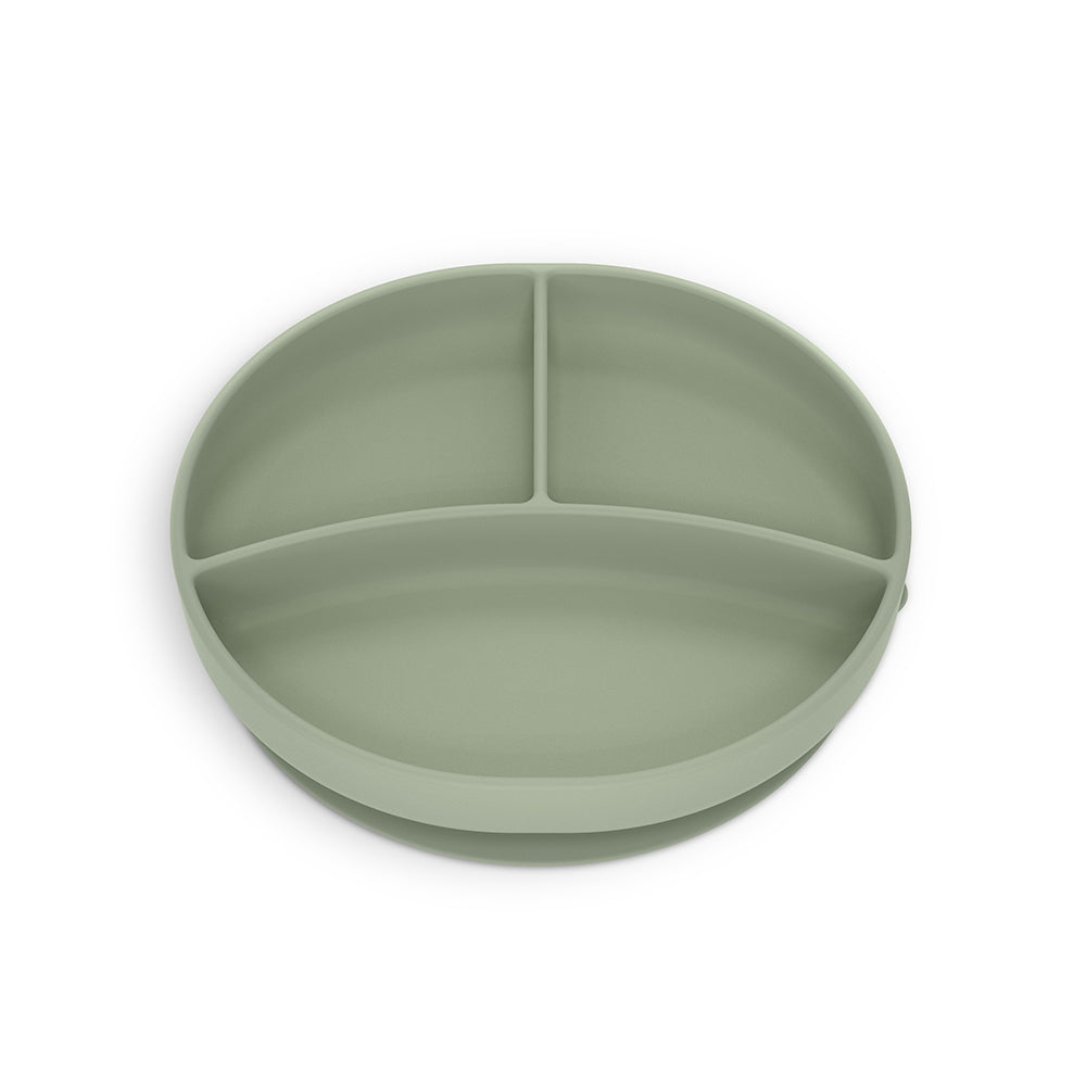Piatto Silicone con Divisori Verde
