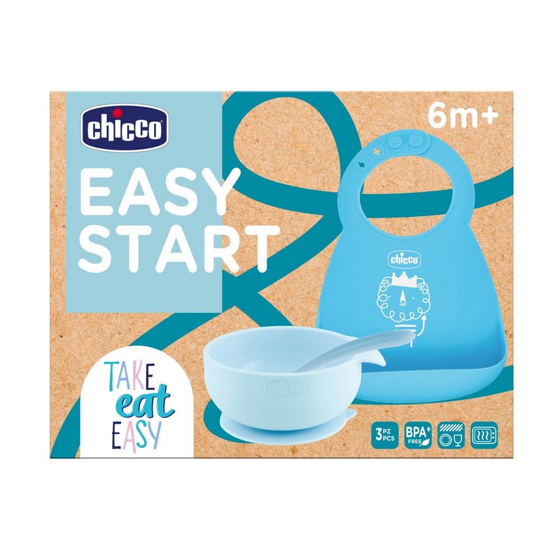 Set Pappa Silicone 6M+ Azzurro