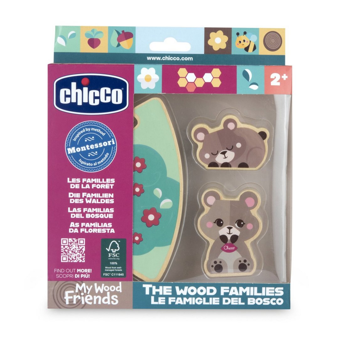 Gioco Legno Set 2 Orsetti Mamma