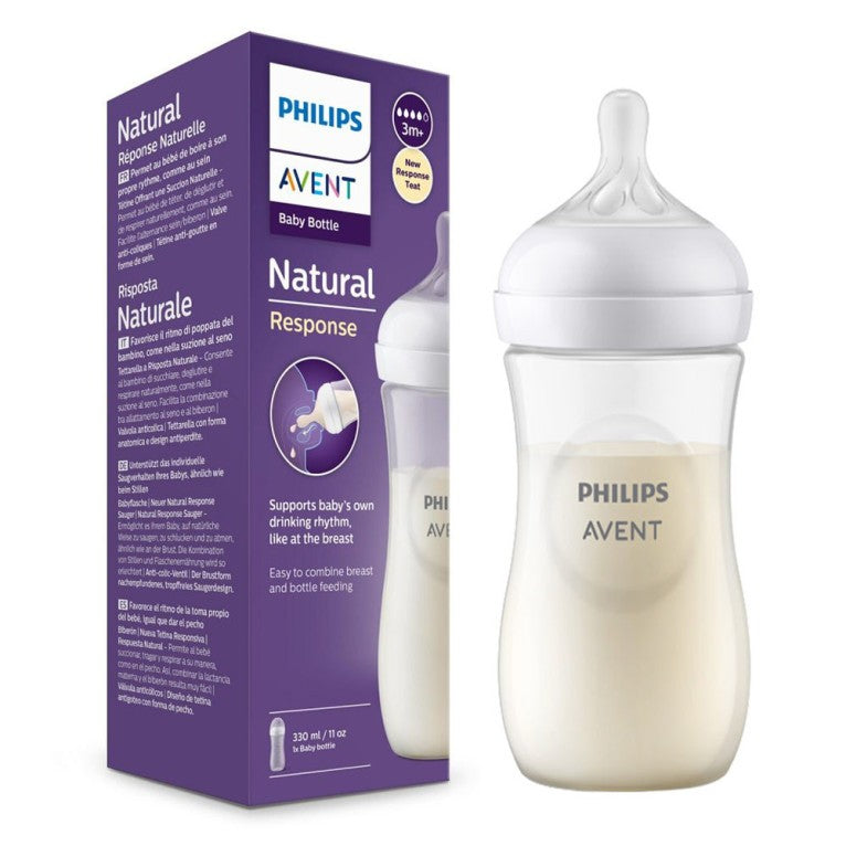 AVENT BIBERON NATURAL 3.0 PLASTICA TRASPARENTE 330ML 3M+ 4G