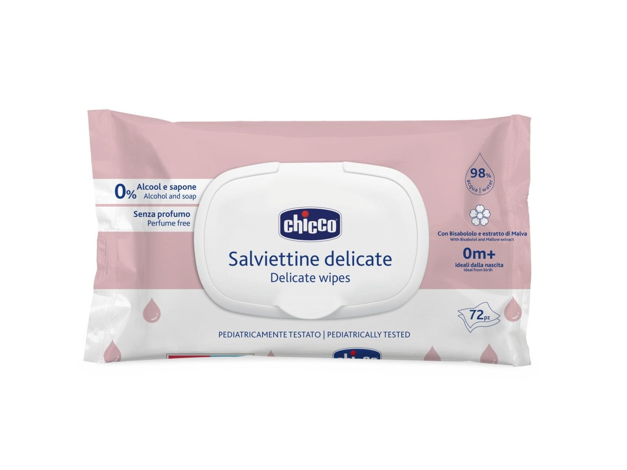 CHICCO SALVIETTE DELICATE C/PLACCHETTA 72PZ