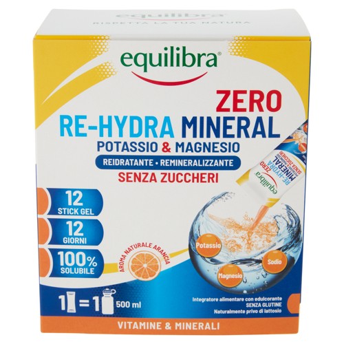 EQUILIBRA ZERO RE-HYDRA MINERAL POTASSIO & MAGNESIO 12 STIC