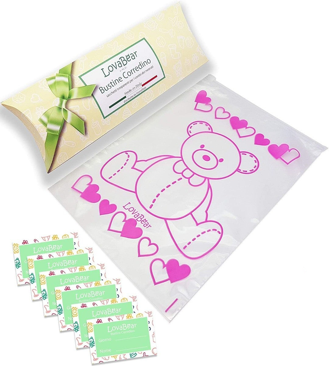 LOVABEAR BUSTINE CORREDINO ORSO ROSA 6PZ