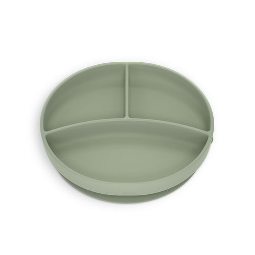 Piatto Silicone con Divisori Verde