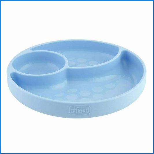 Piatto Silicone con Ventosa Blu