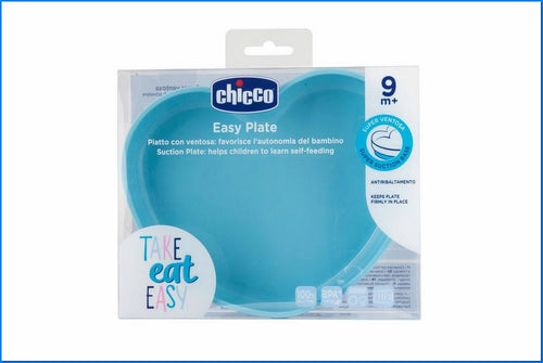 Piatto Cuore con Ventosa Silicone Blu