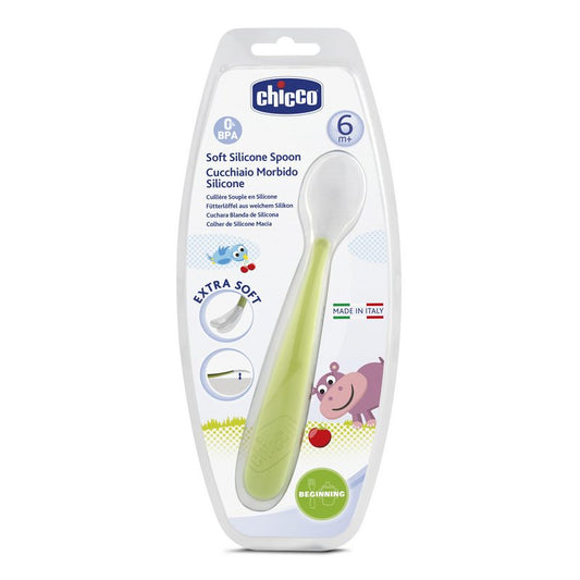 Cucchiaio Morbido Silicone 6M+ Verde Up