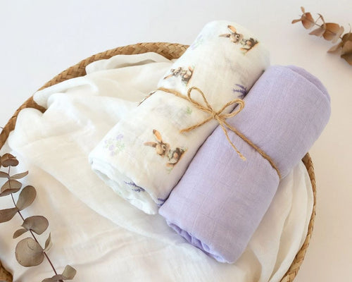 Mussolina 120X120CM Bambu Lavanda 2U