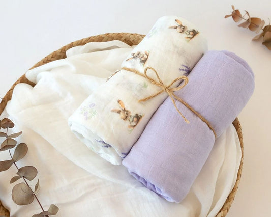Mussolina 120X120CM Bambu Lavanda 2U