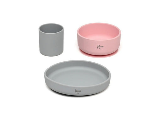 Set Stoviglie Silicone Rosa & Grigio 2 a