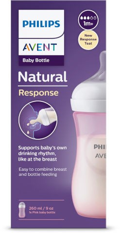 AVENT BIBERON NATURAL 3.0 PLASTICA ROSA 260ML 1M+ 3 GOCCE