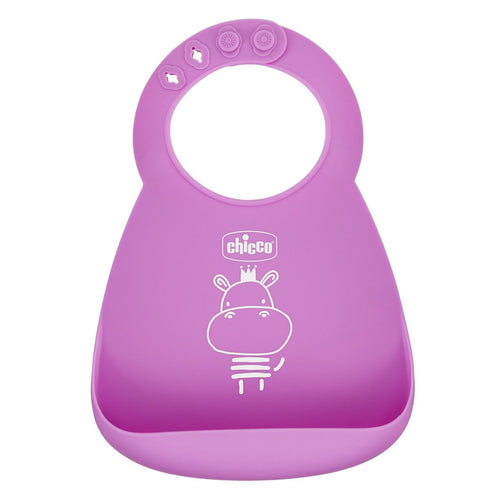 CHICCO BAVAGLINO SILICONE CON TASCA ROSA