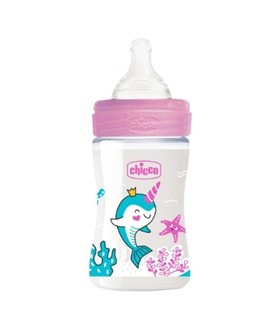 CHICCO BIBERON WB PLAST.GIRL 150ML SILICONE FL.LENTO