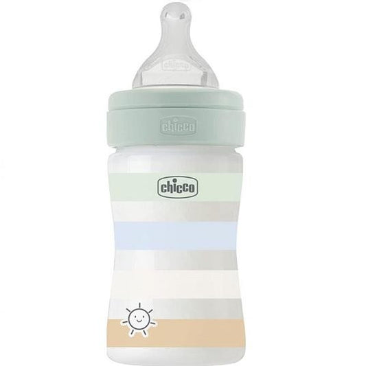 CHICCO BIBERON WB PLAST.GREEN BOY 150ML FL.LENTO SILICO