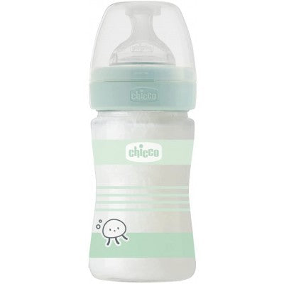 CHICCO BIBERON WB VETRO GREEN 150ML SILICONE FL.LENTO