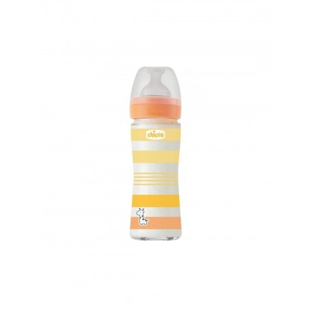CHICCO BIBERON WB VETRO ORANGE 240ML SILICONE FL.LENTO