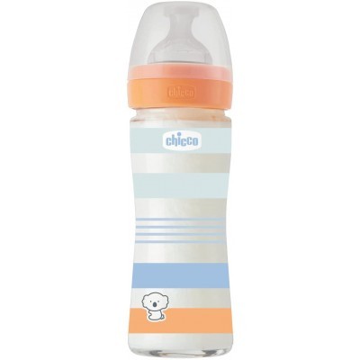 CHICCO BIBERON WB VETRO ORANGE BOY 240ML SILIC.FL.LENTO
