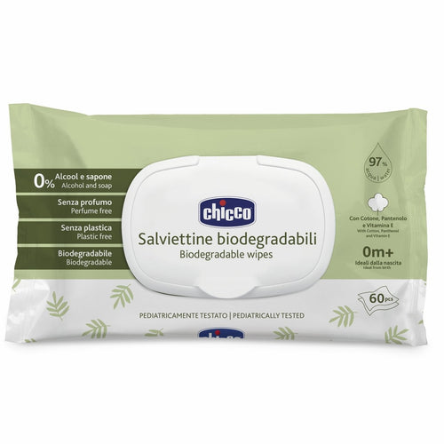 CHICCO NUOVE SALVIETTE BIODEGRADABILI C/PLACCHETTA 60PZ