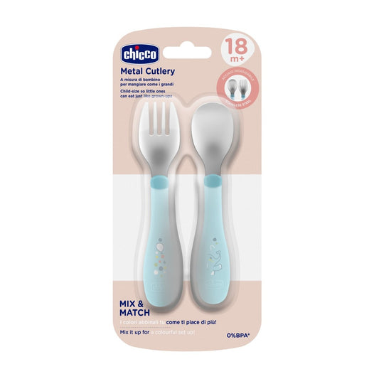 CHICCO POSATINE INOX 18M+ AZZURRO