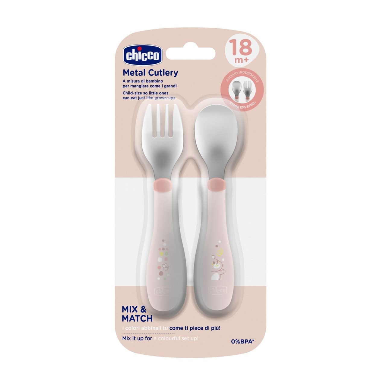 CHICCO POSATINE INOX 18M+ ROSA