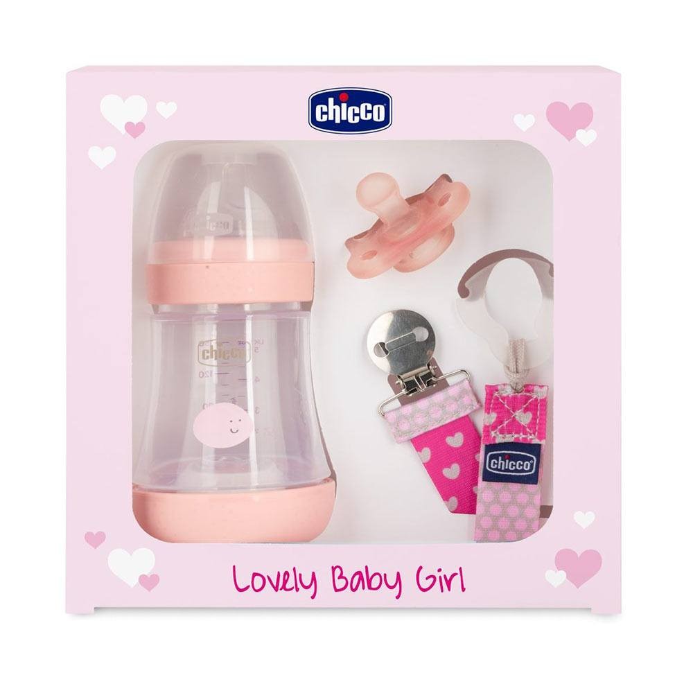 CHICCO SET PERFECT 5 PLAST.GIRL 150ML FL.LENTO SILICONE