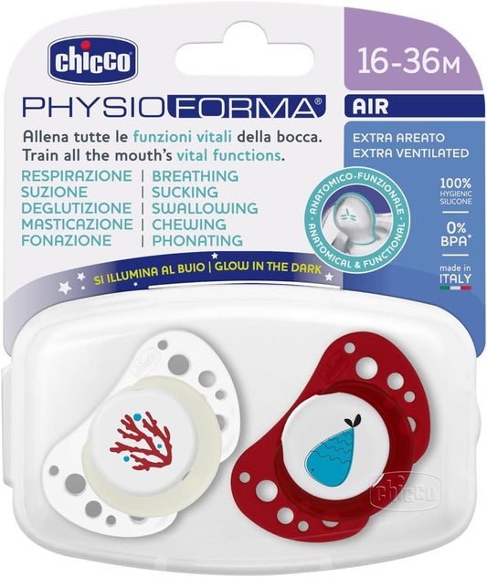 CHICCO SUCCHIETTO AIR ROSSO LUMI SILICONE 16-36M 2PZ