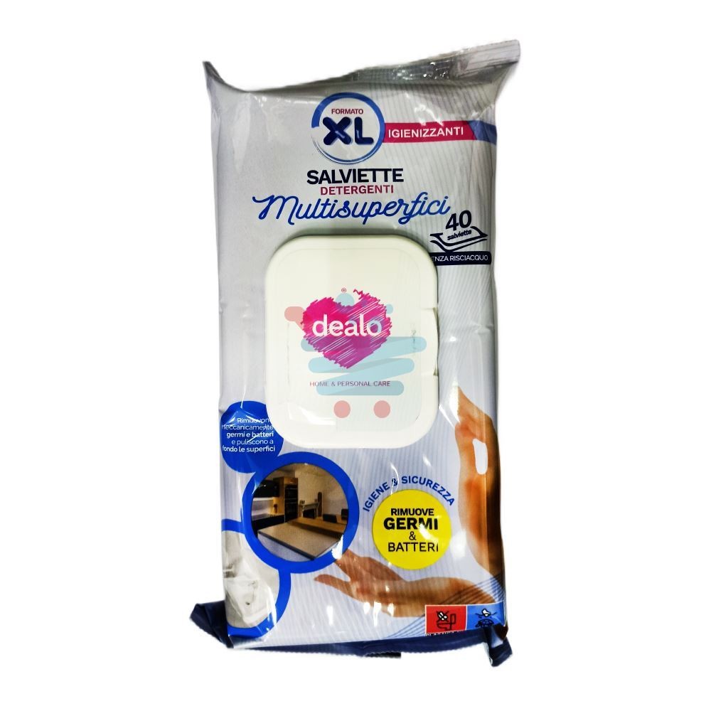 DEALO SALVIETTE IGIENIZZANTI x SUPERFICI 40PZ C/PLACCHETTA