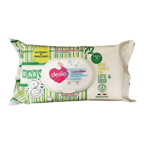 DEALO SALVIETTE IMBEVUTE BABY 72PZ LATTE-COCCO C/PLACCHETTA