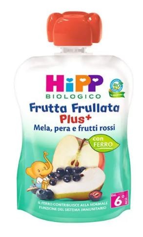 HIPP FRUTTA FRULLATA PLUS+ MELA PERA FRUTTI ROSSI FERRO 90G