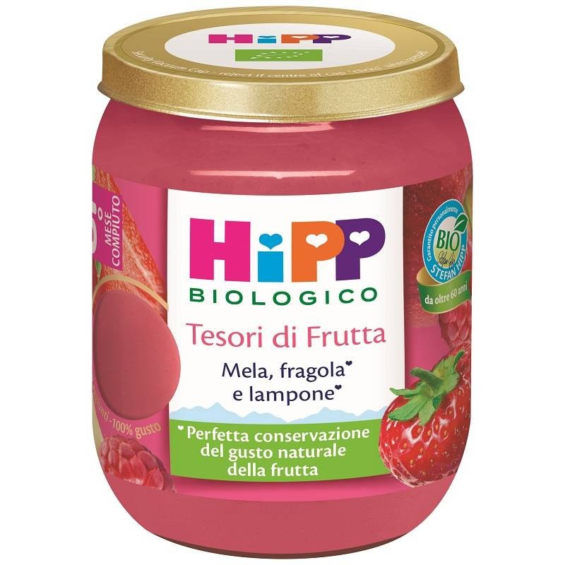 HIPP TESORI DI FRUTTA MELA FRAGOLA LAMPONE 160GR MERENDA