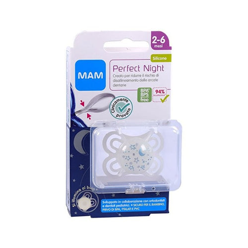 MAM 1 SUCCHIETTO PERFECT NIGHT 2-6 MESI SILICONE NEUTRO