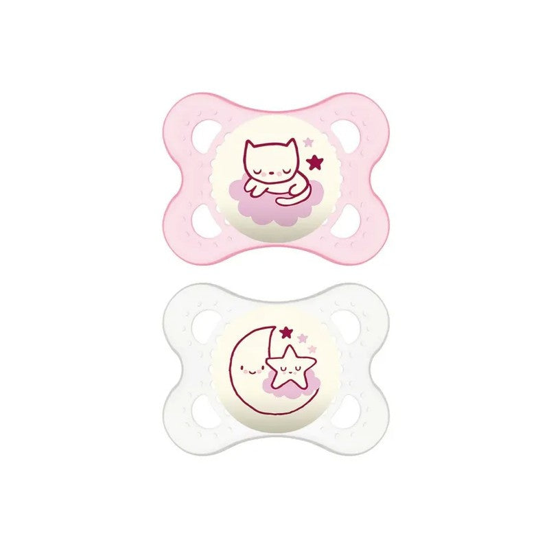 MAM 2 SUCCHIETTI ORIGINAL NIGHT 2-6M SILICONE FEMMINA