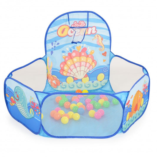 MONI PISCINA 120CM CON 50 PALLINE E BASKET
