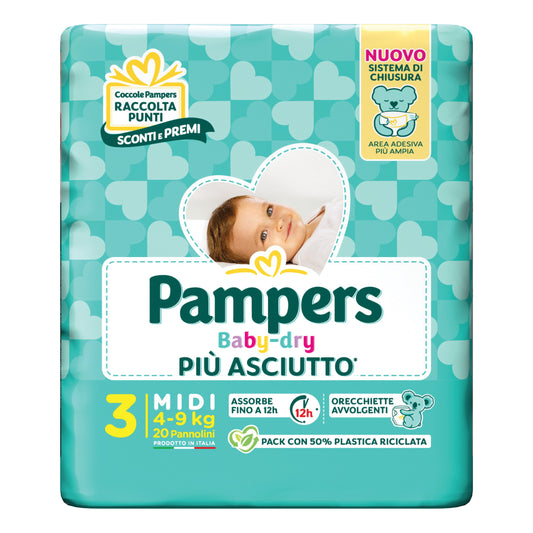PAMPERS BABY DRY 4-9 KG. MIDI TG 3 PZ 20