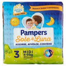 PAMPERS SOLE/LUNA TG.3 PANNOLINO MIDI 4/9 KG 20 PZ