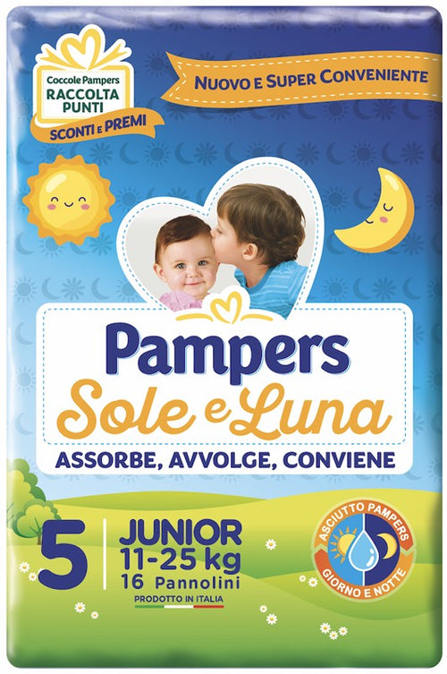 PAMPERS SOLE/LUNA TG.5 PANNOLINO JUNIOR 11/25 KG 15 PZ