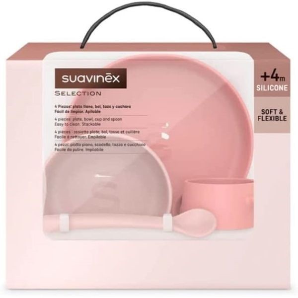 SUAVINEX SELECTION SET SVEZZAMENTO SILICONE ROSA 4M+ 4PZ
